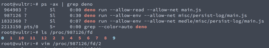 Interface of ssh; by finding the process ID, the complete content could be recovered by open file descriptors.