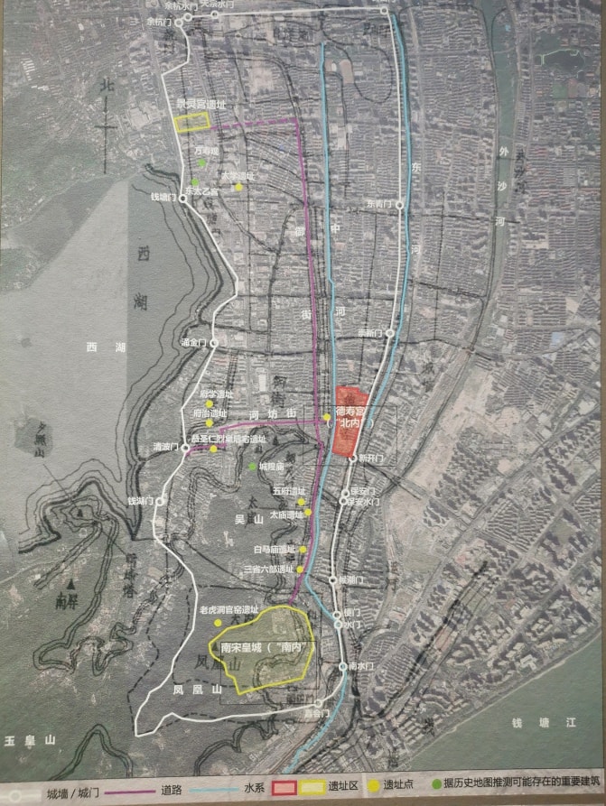地图，德寿宫在南宋都城中所处的位置。