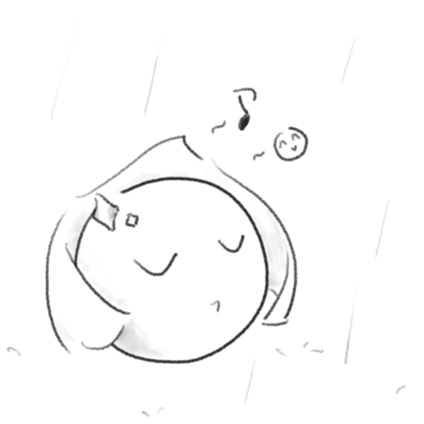 A ball under a cape singing in the rain.